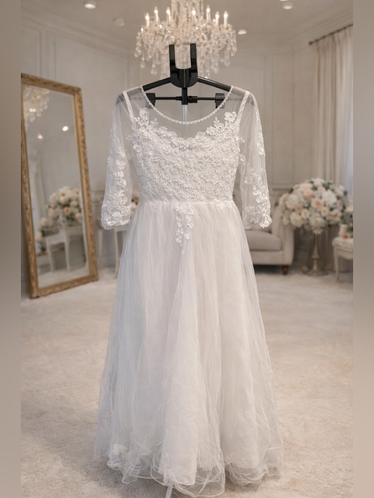 Nwt White Flower Girl Dress Size 14 Lace Tulle Junior Bridesmaid Communion Dress
